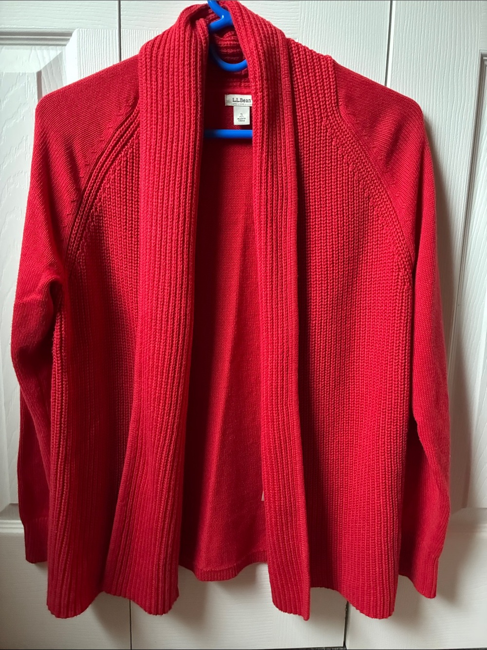 L.L. Bean Women’s Bright Red Open-Front Shawl Cardigan